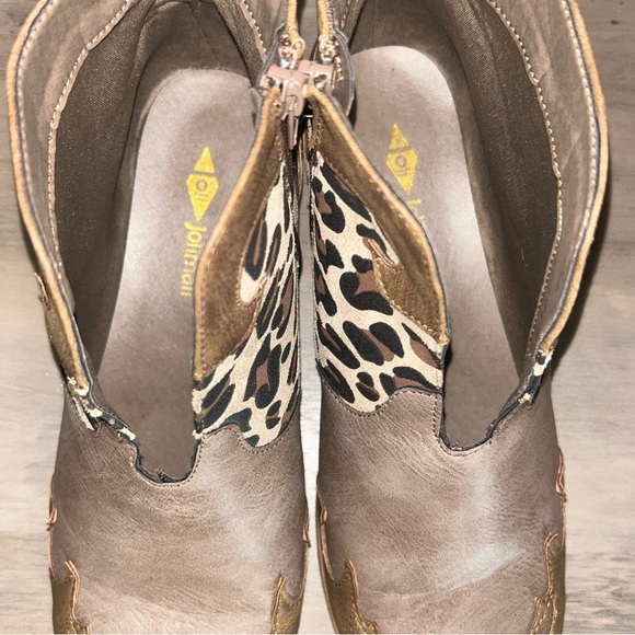 JOLIMALL Women’s Animal Leopard Print Zip Up Booties sz 9 - Picture 5 of 7